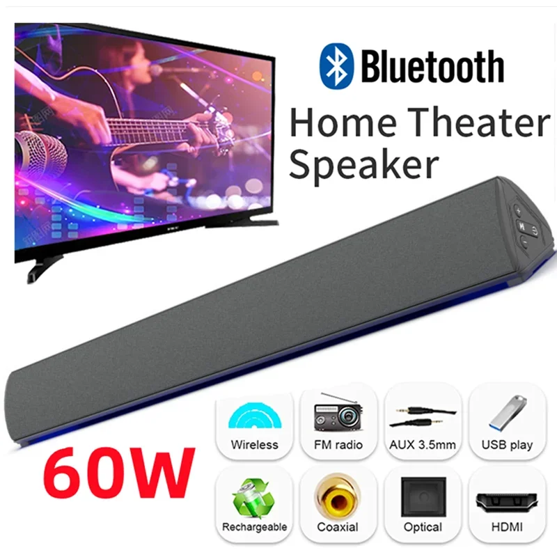 Home Cinema Pc - 3Dステレオサウンドシステム,Bluetoothサウンドバー,ワイヤレステレビ,PCスピーカー,カラオケ,FMミュージックセンター,60W