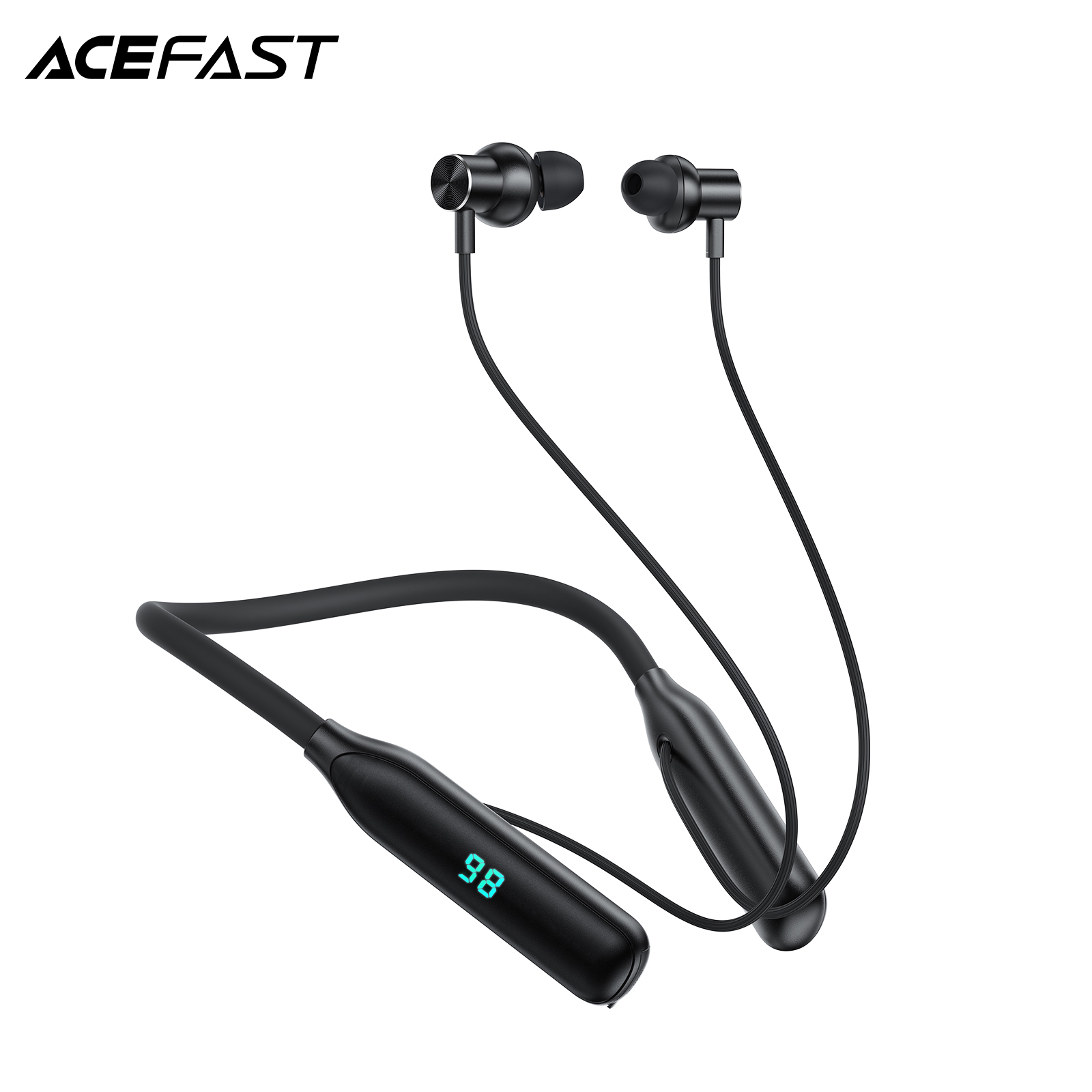 Home Cinema Outdoor - Acefast-Bluetoothワイヤレスヘッドセット,LEDデジタルディスプレイ,n4シリコンネックバンド,音楽とスポーツ用,800mAhバッテリー,5.3