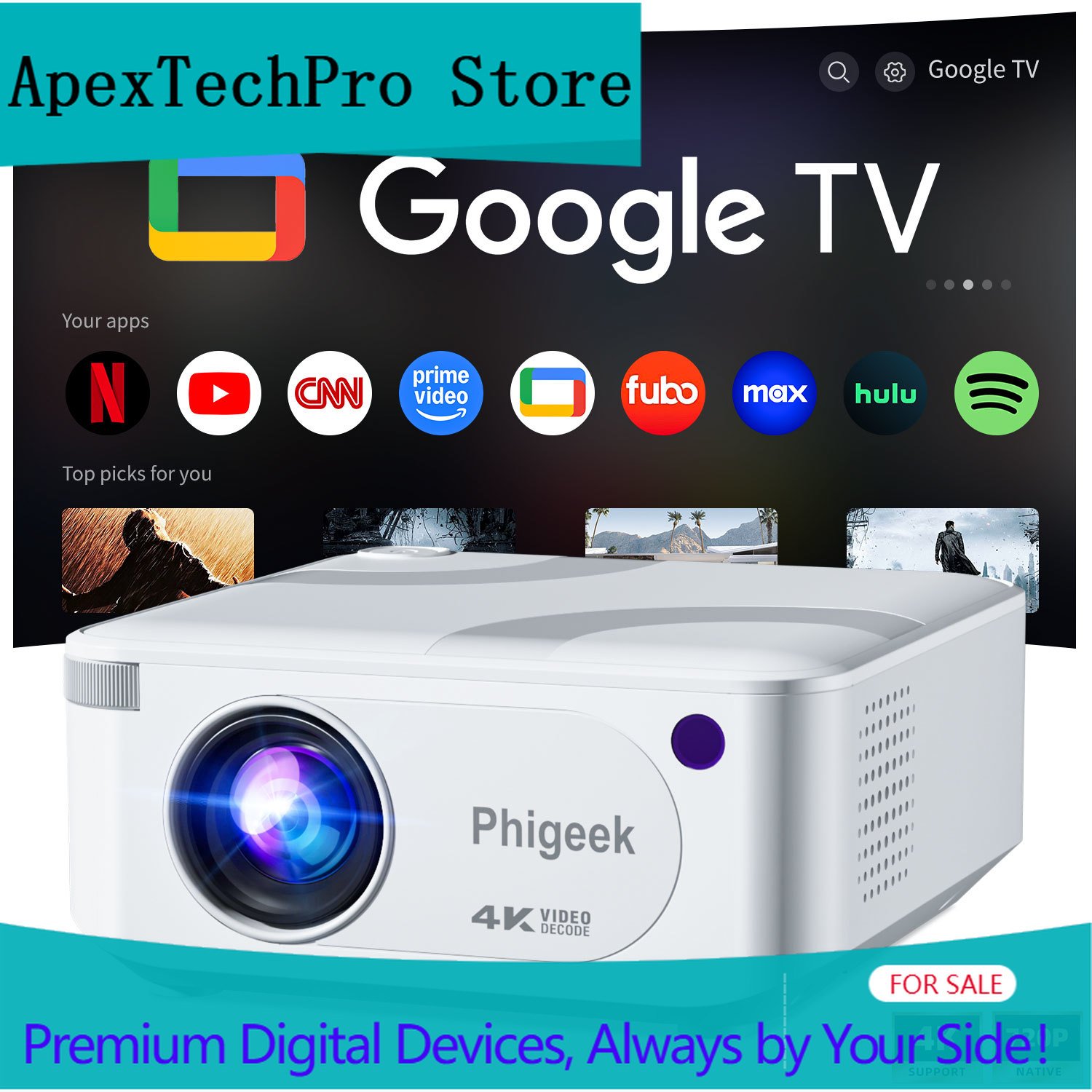 Home Cinema Hdmi - ApexTPMiniプロジェクター 300ANSI Android11 デュアルWiFi6 BT5.0 4K