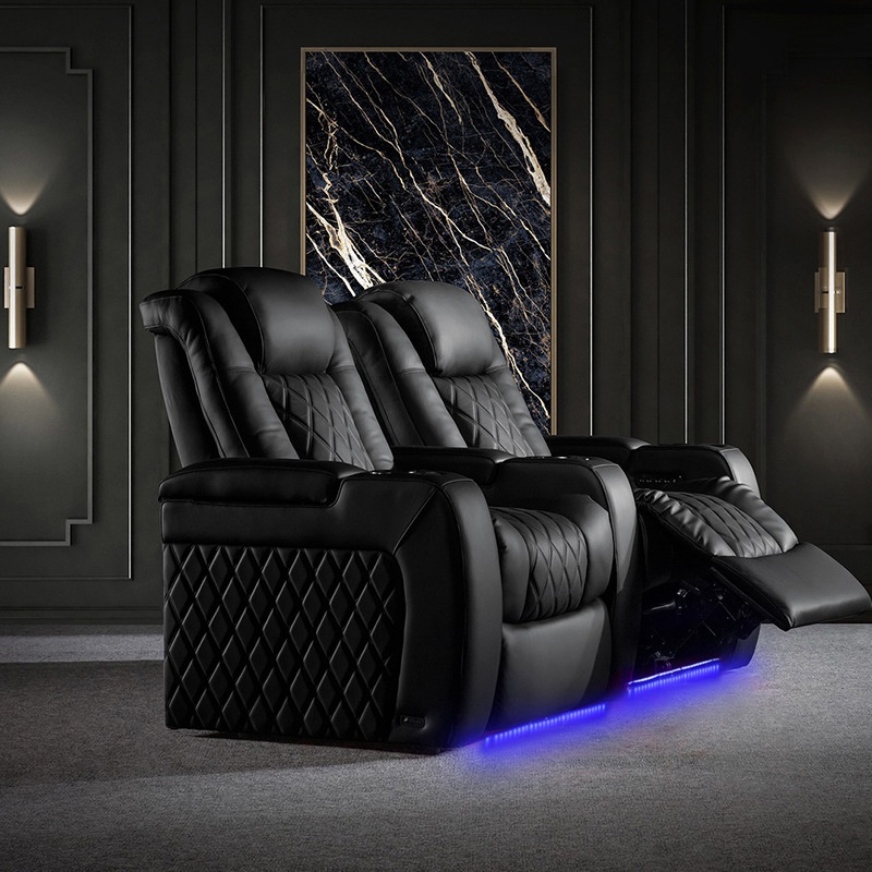 Home Cinema Recliners - モダンホームシアター用電動リクライニングレザーソファセット（リビングルーム家具）
