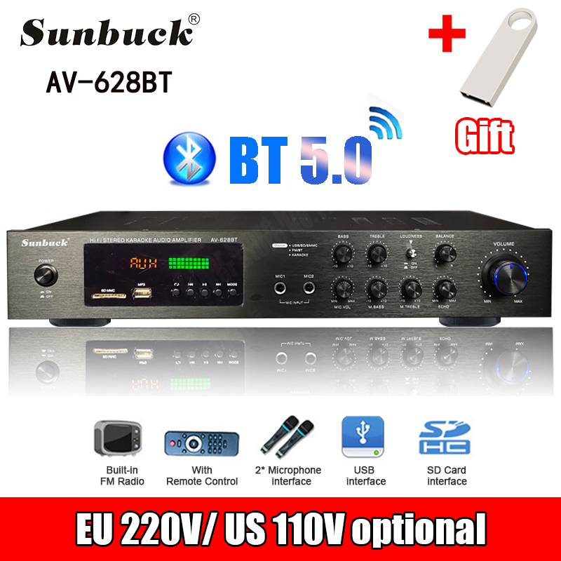 Home Cinema Ampli - 110/220V 2000W Bluetooth パワーアンプオーディオサブウーファー HiFi ステレオサラウンドサウンドデジタルアンプ家庭用カラオケシアター