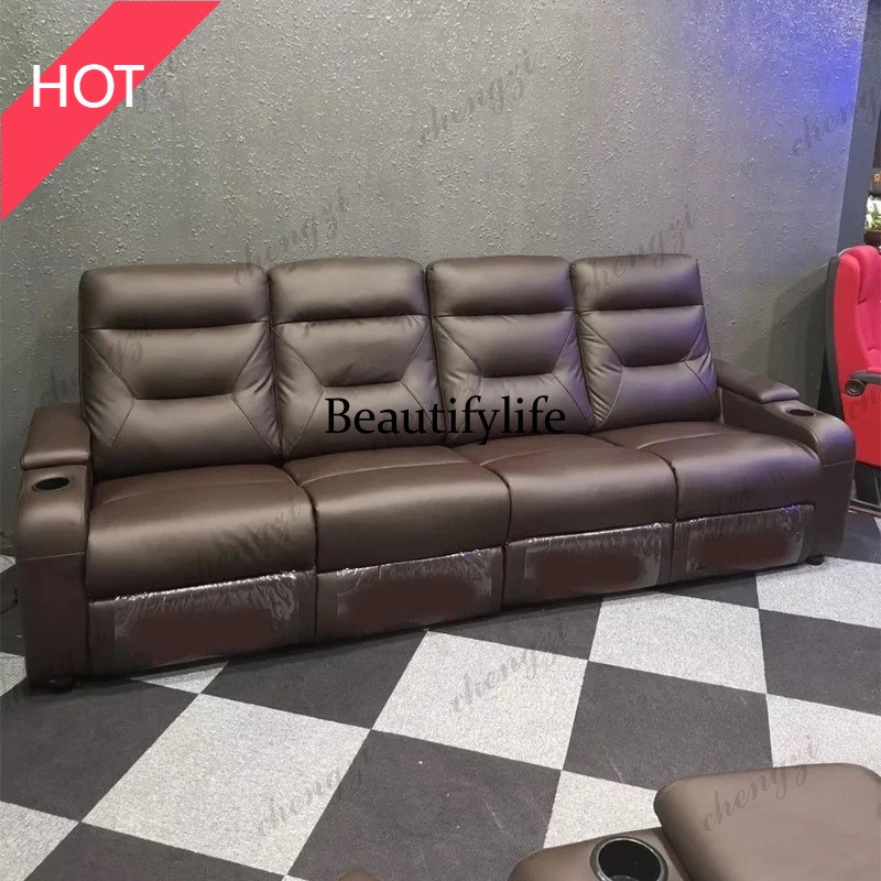 Home Cinema Recliners - A49レザーソファセット、電動リクライニングシート付き、シアター電動リクライニングカウチ、北欧風シーティングルーム、シネマソファ