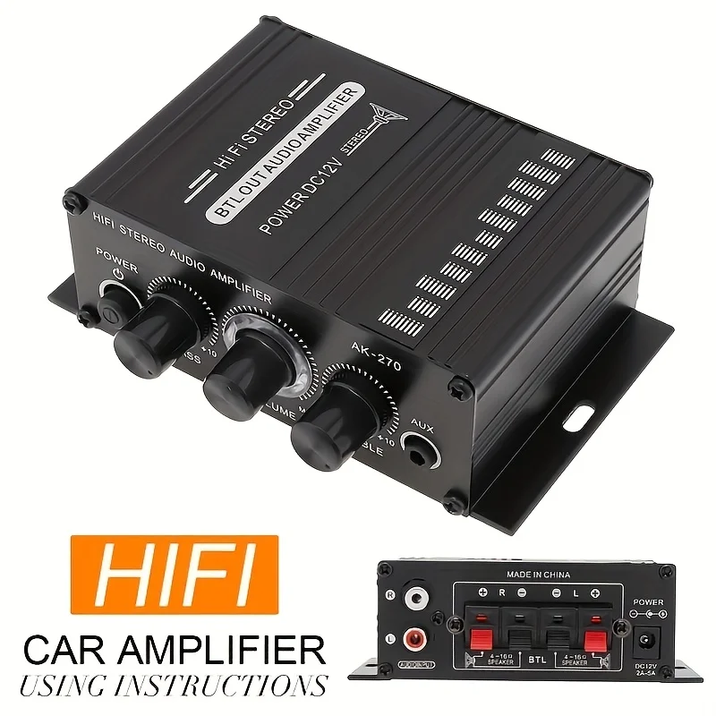 Home Cinema Ampli - AK-270 400W ミニパワーアンプ 12V/24V 2.0 チャンネルステレオオーディオアンプ