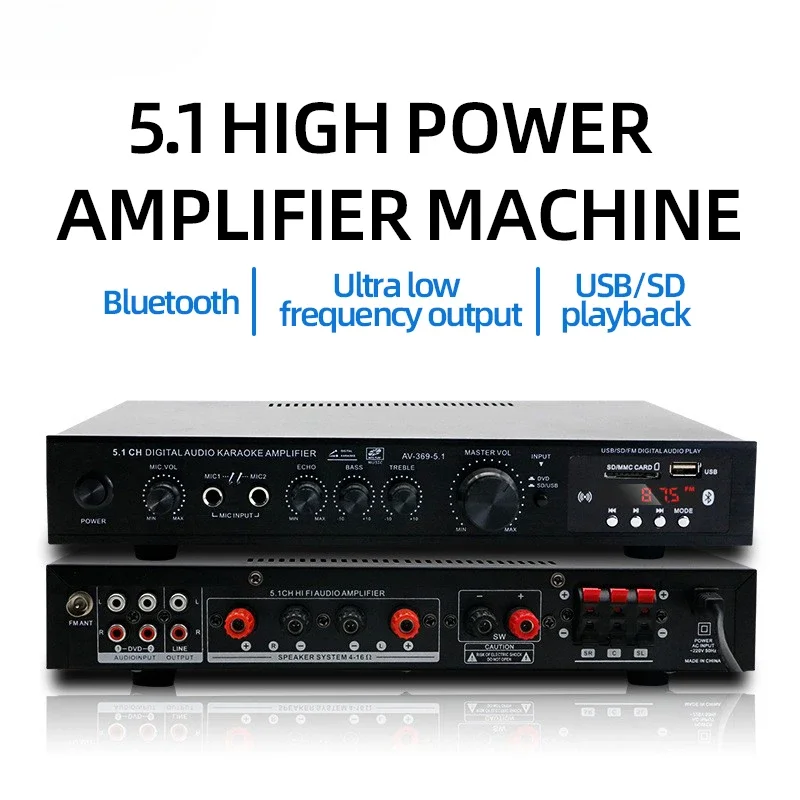 Home Cinema Ampli - AV-369BT Bluetooth 5.1サウンドスピーカーアンプ、ステレオオーディオアンプリシーバー、6チャンネルホームシアターオーディオステレオシステムコンポーネント