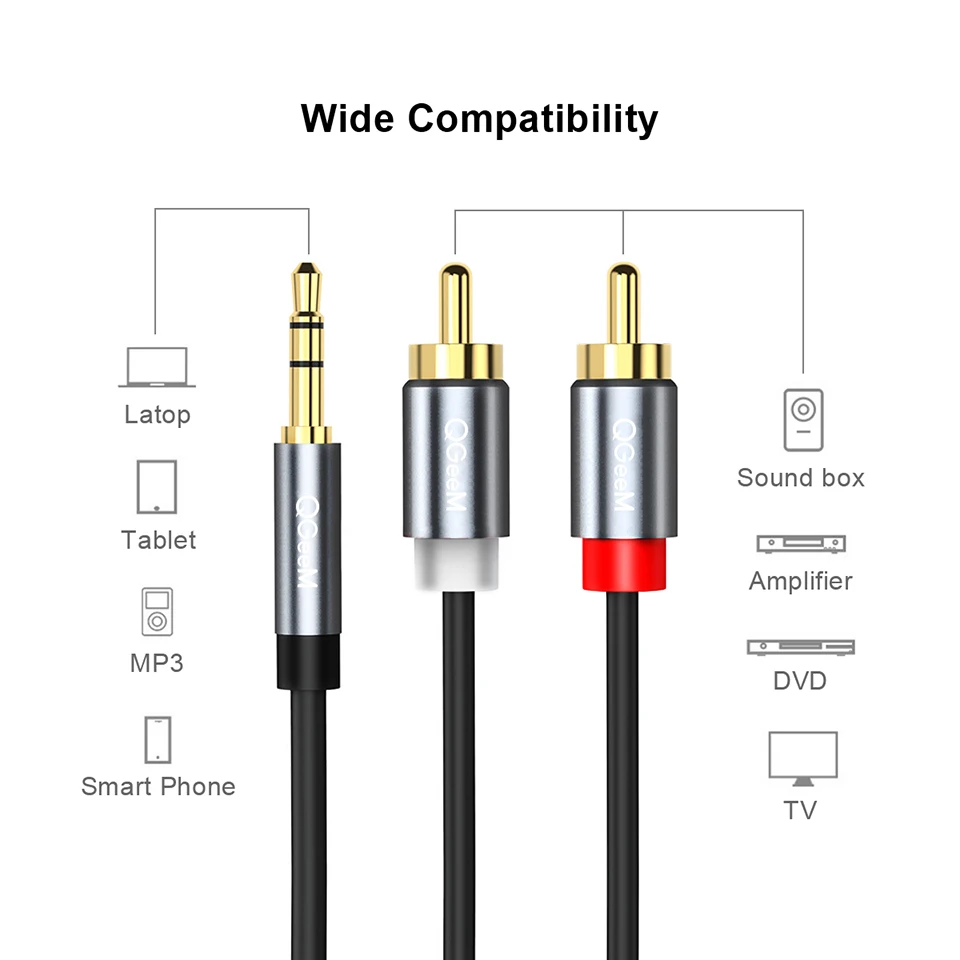 QGeeM RCAケーブル 2RCA-3.5mmオーディオケ - Home Cinema Pc のレビューと価格
