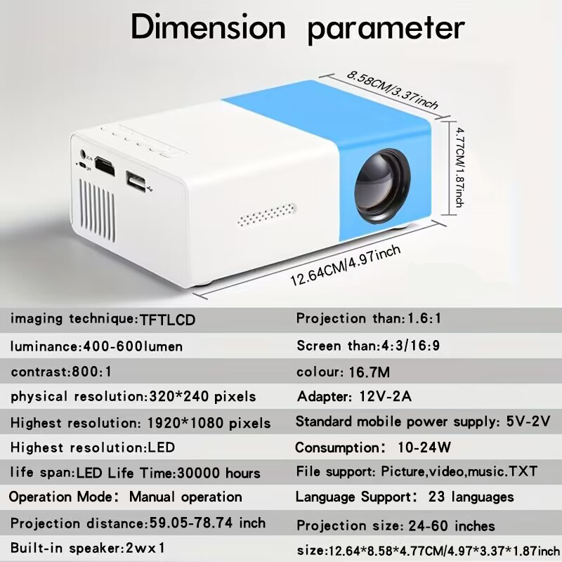 家庭用寝室の壁投影用超高画質プロジェクター、携帯電話画面投影 - Home Cinema Hdmi のレビューと価格