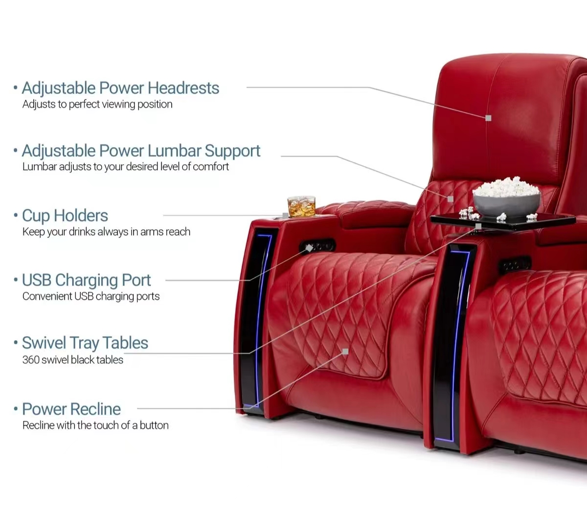 工場カスタマイズ 電動レザー映画館ホームシアターシート リク - Home Cinema Recliners のレビューと価格