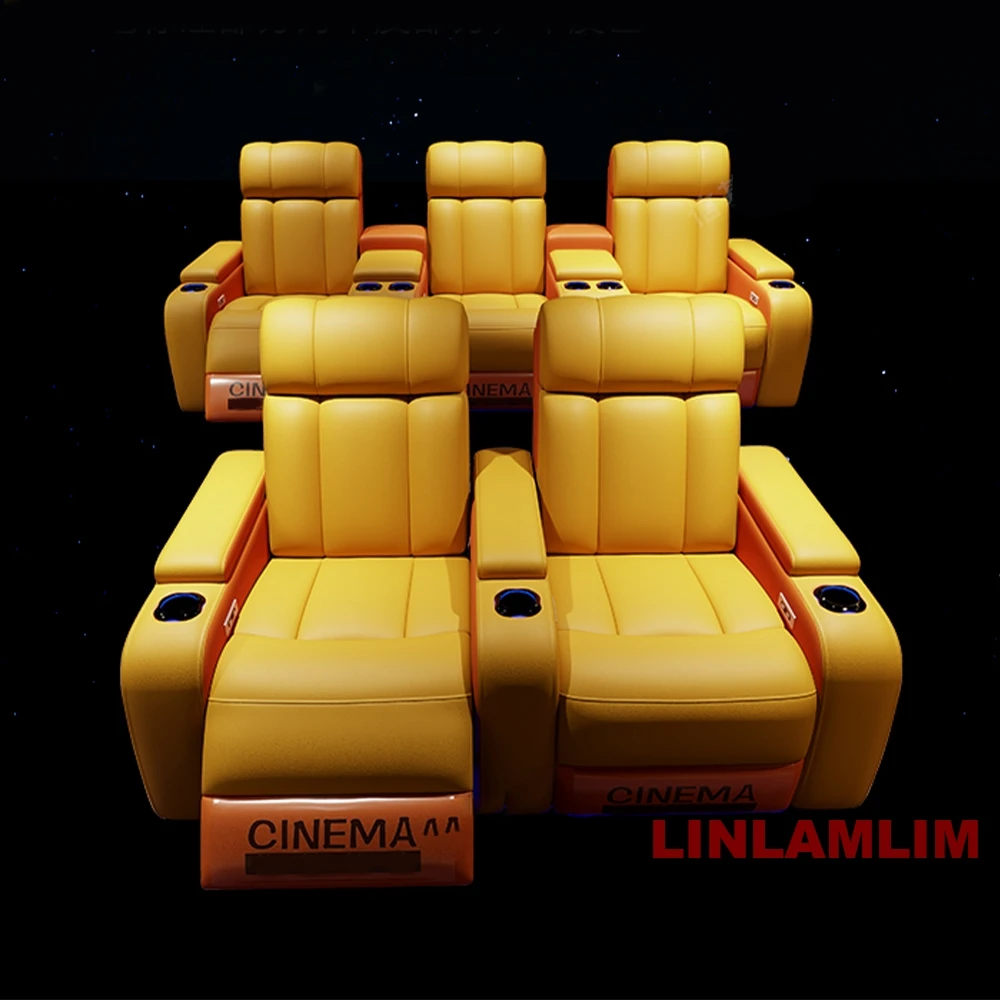 カップホルダー付き高級電動リクライニングシネマチェア、本革張 - Home Cinema Recliners のレビューと価格