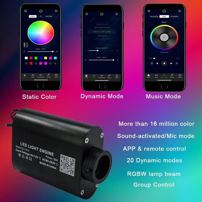 12W RGBW LED光ファイバー星空天井照明スターライト - Home Cinema Galaxy のレビューと価格