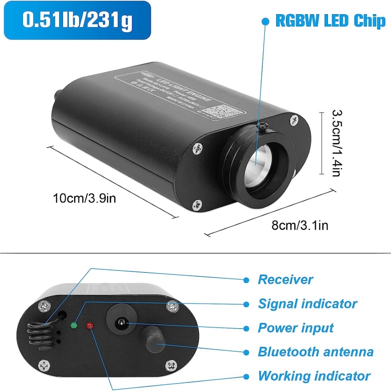 12W RGBW LED光ファイバー星空天井照明スターライト - Home Cinema Galaxy のレビューと価格