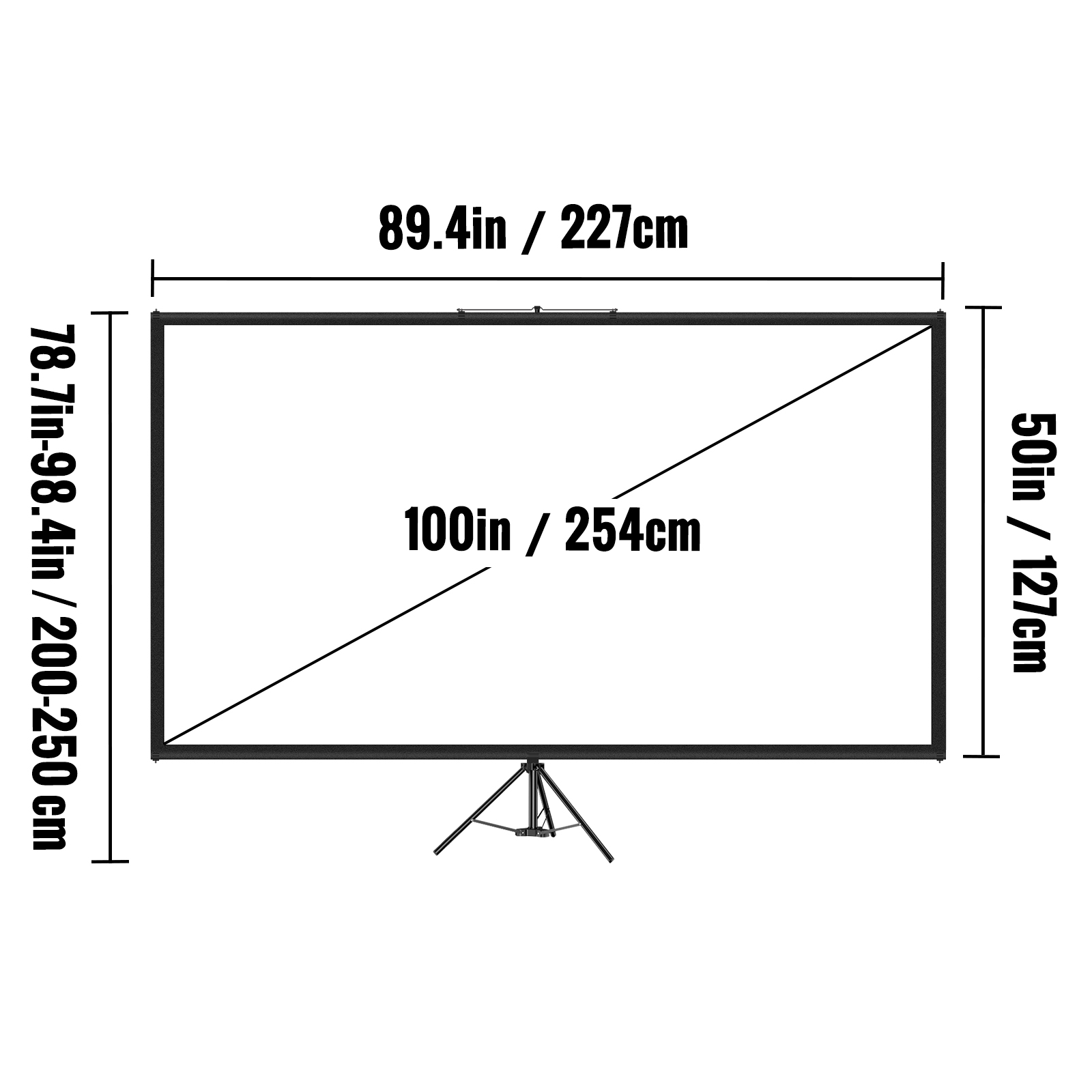 100インチ三脚式プロジェクタースクリーン スタンド付き 1 - Home Cinema Outdoor のレビューと価格