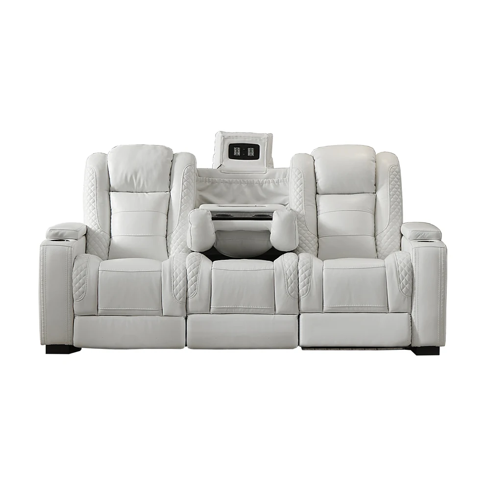 高級電動リクライニングソファ ホワイトレザー ホームシアター - Home Cinema Recliners のレビューと価格
