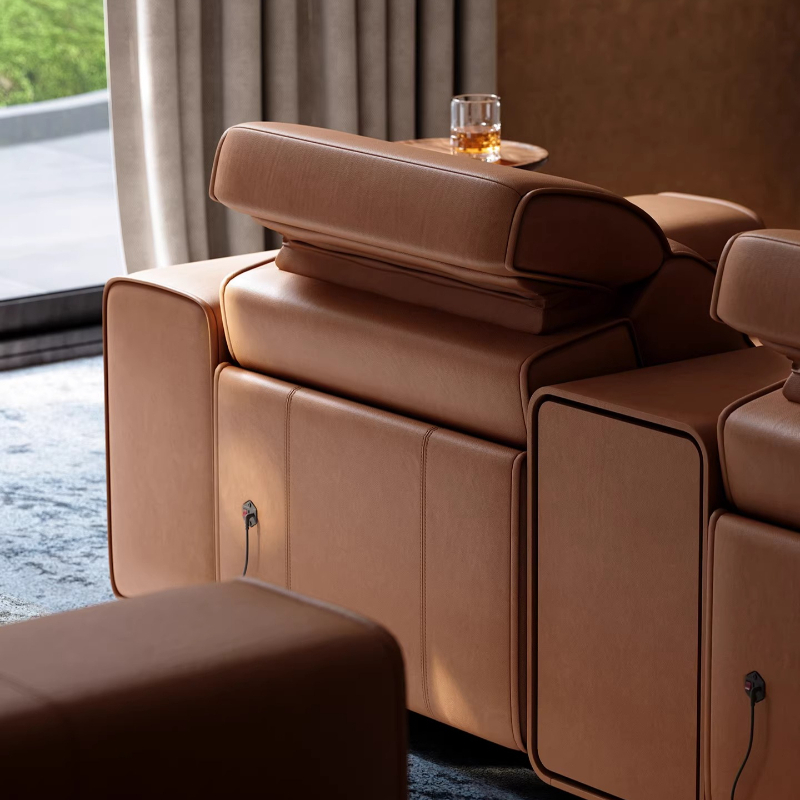 トップグレインレザー電動ソファチェア、リビングルーム、ホーム - Home Cinema Room Size のレビューと価格