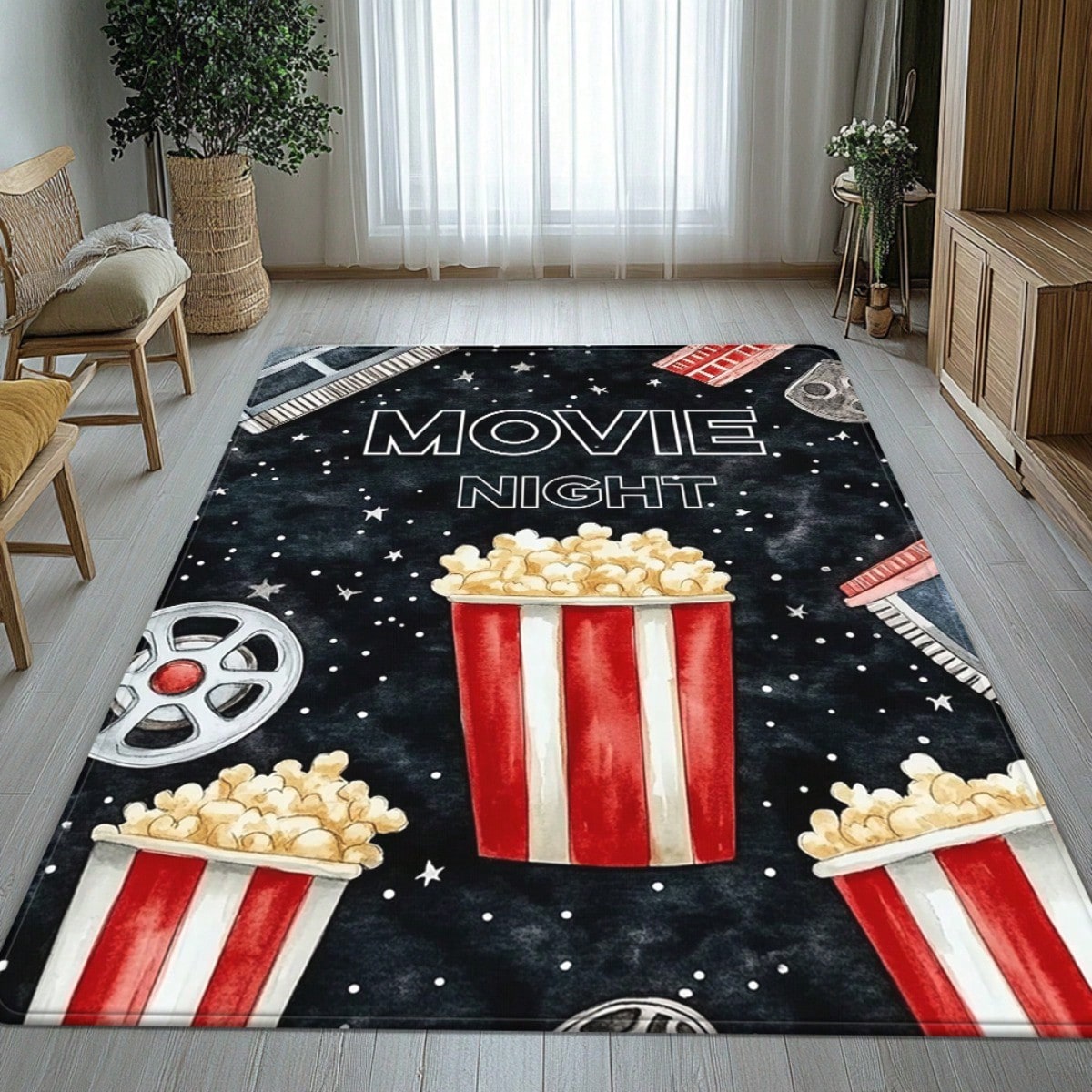 映画の夜用ドアマット - ポップコーンフィルムリールシネマ装 - Home Cinema Room Size のレビューと価格