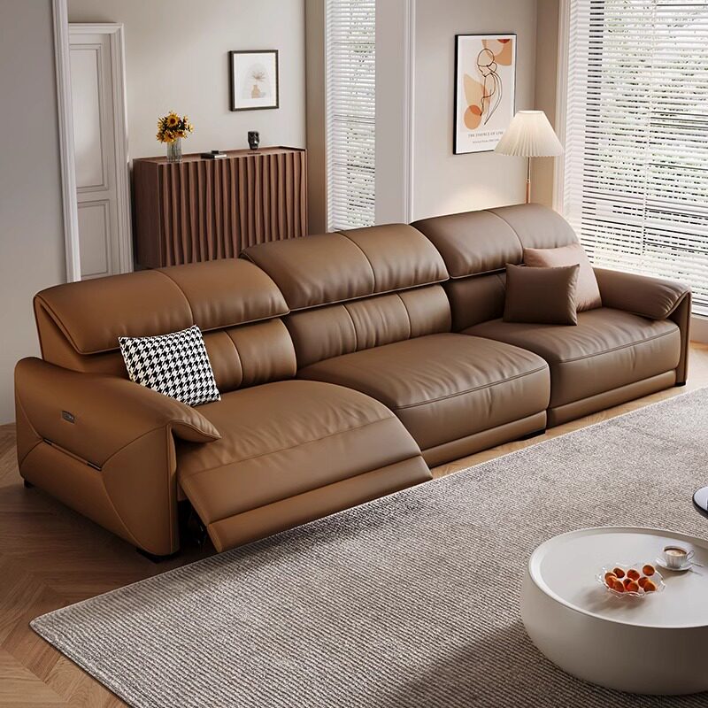 リビングルーム電動リクライニングソファモーター強力ブラウンシ - Home Cinema Recliners のレビューと価格