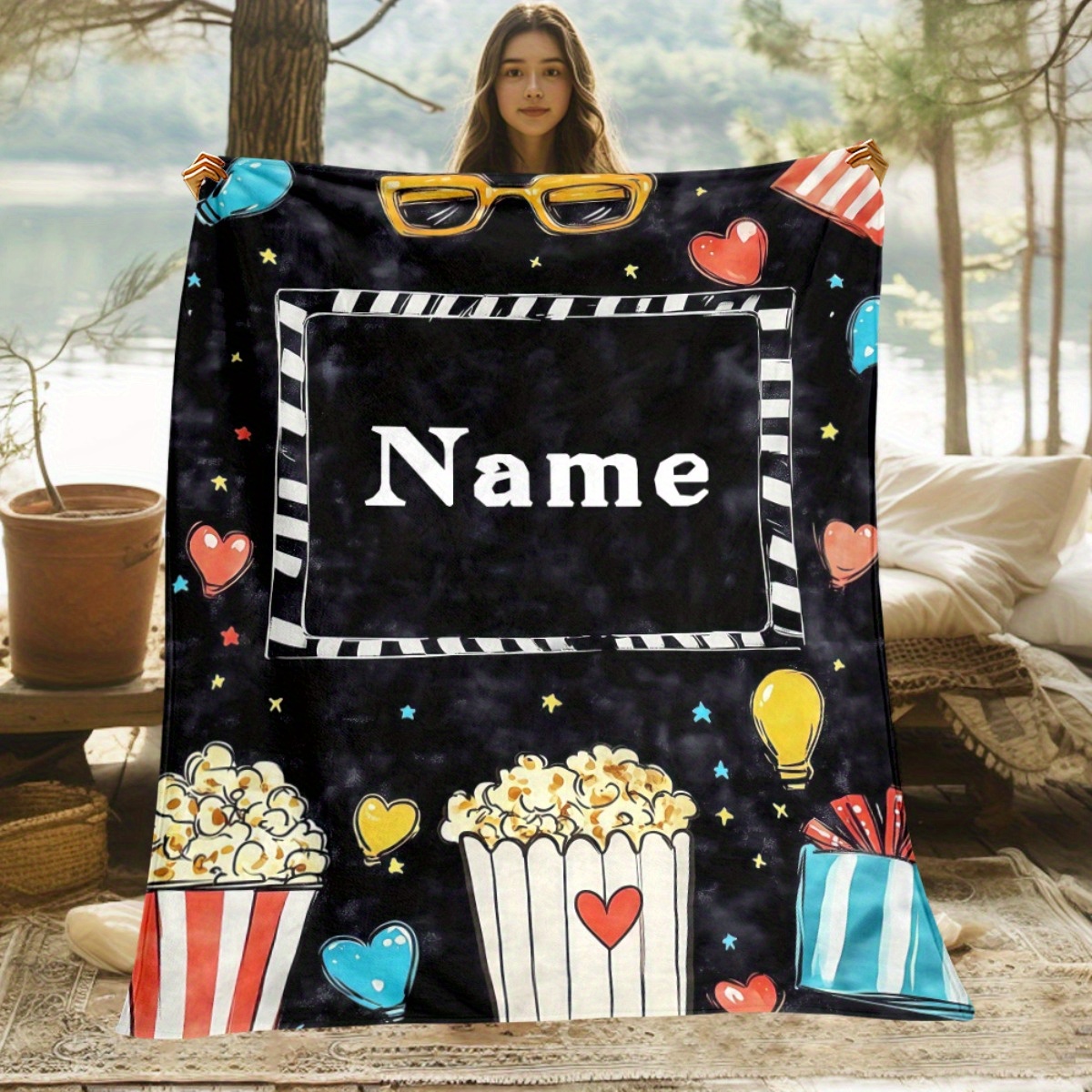 パーソナライズされた映画鑑賞用ブランケット、名前・テキストを - Home Cinema Night のレビューと価格