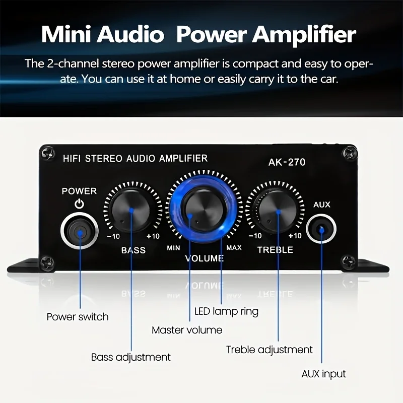 AK-270 400W ミニパワーアンプ 12V/24V 2 - Home Cinema Ampli のレビューと価格