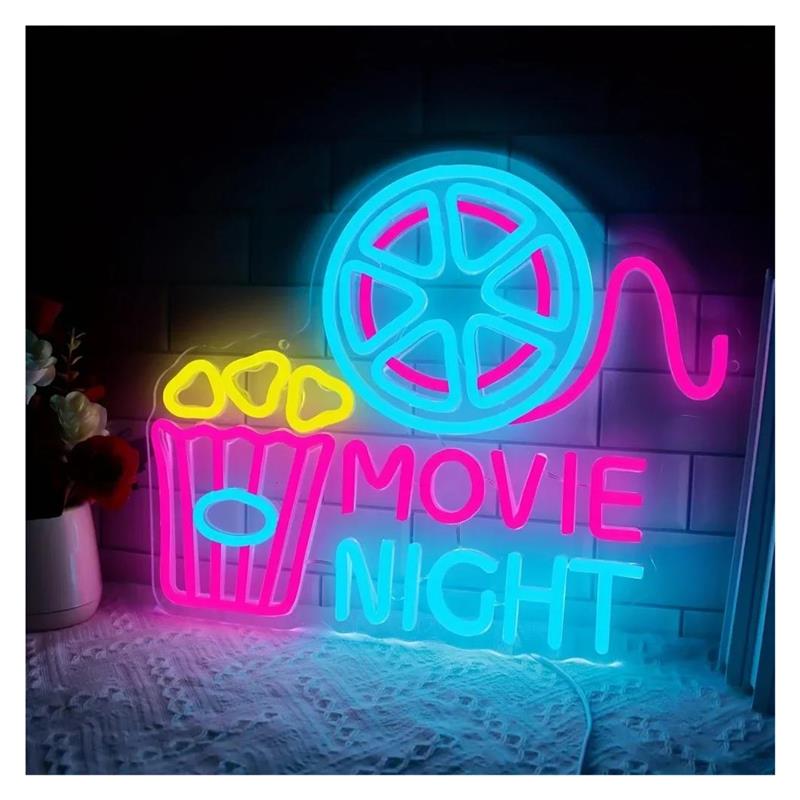 映画の夜 ネオンサイン ポップコーンライト 調光可能 USB - Home Cinema Night のレビューと価格