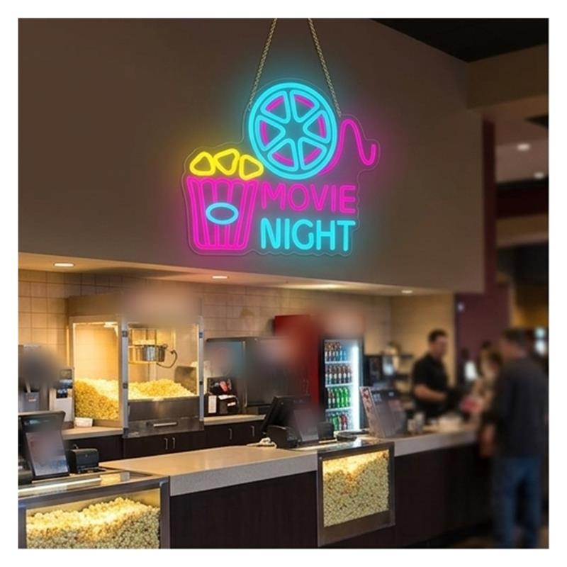 映画の夜 ネオンサイン ポップコーンライト 調光可能 USB - Home Cinema Night のレビューと価格